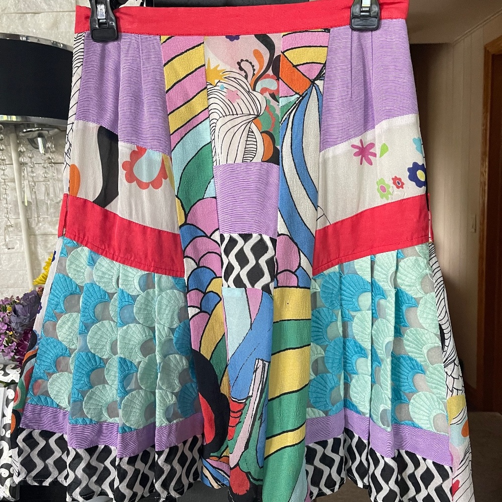 Celia B silk patchwork skirt